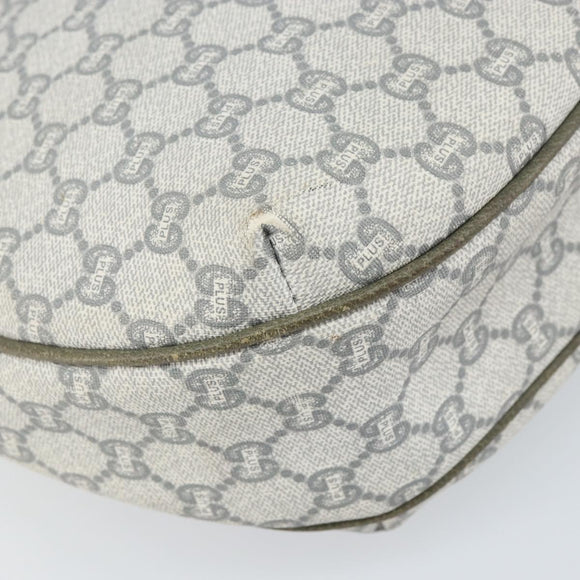 GUCCI GG Plus Supreme Shoulder Bag PVC Gray Gold Auth 165221