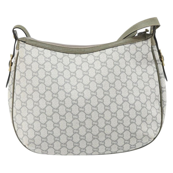 GUCCI GG Plus Supreme Shoulder Bag PVC Gray Gold Auth 165221