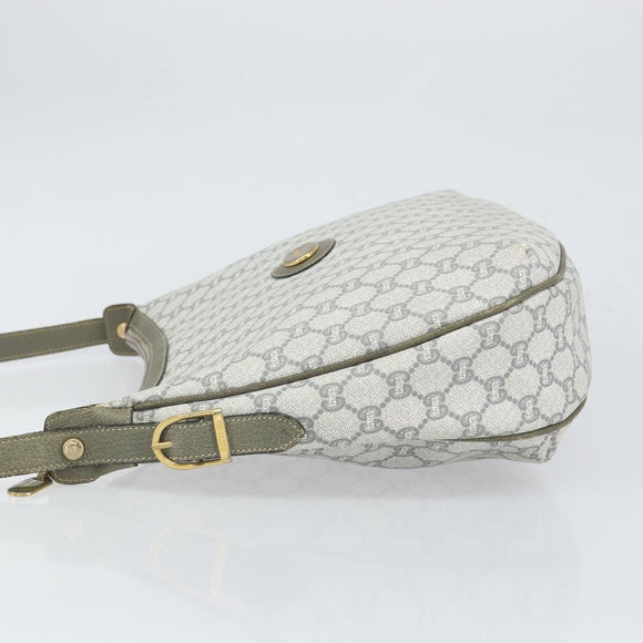GUCCI GG Plus Supreme Shoulder Bag PVC Gray Gold Auth 165221