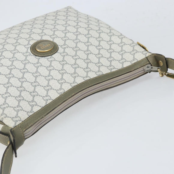 GUCCI GG Plus Supreme Shoulder Bag PVC Gray Gold Auth 165221