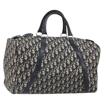 Christian Dior Trotter Canvas Boston Bag Navy Silver Auth 165227