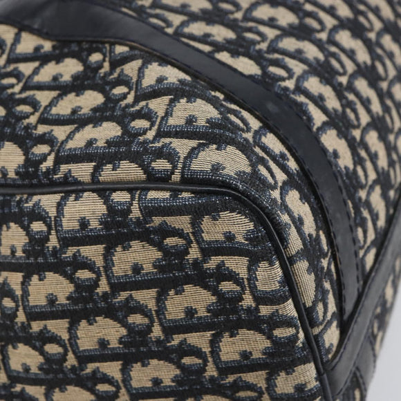 Christian Dior Trotter Canvas Boston Bag Navy Silver Auth 165227