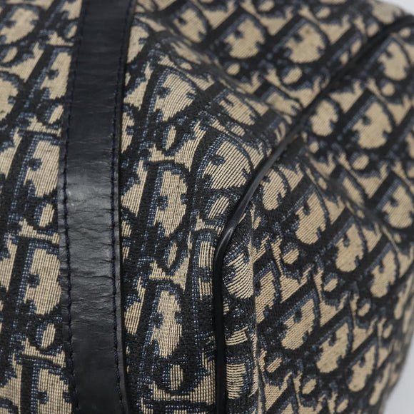 Christian Dior Trotter Canvas Boston Bag Navy Silver Auth 165227