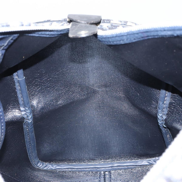 Christian Dior Trotter Canvas Boston Bag Navy Silver Auth 165227