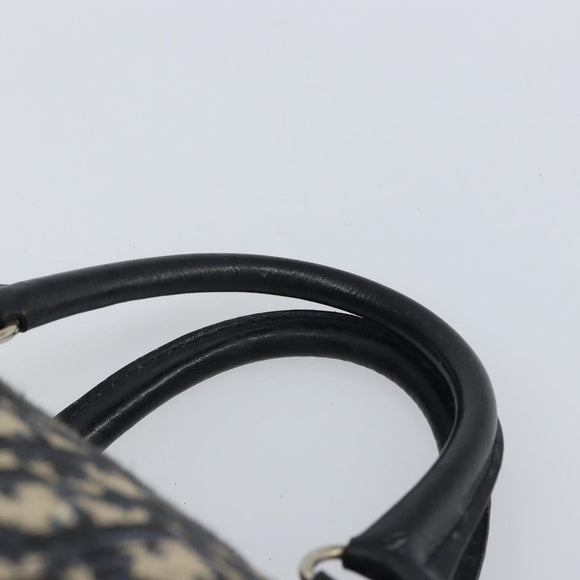 Christian Dior Trotter Canvas Boston Bag Navy Silver Auth 165227
