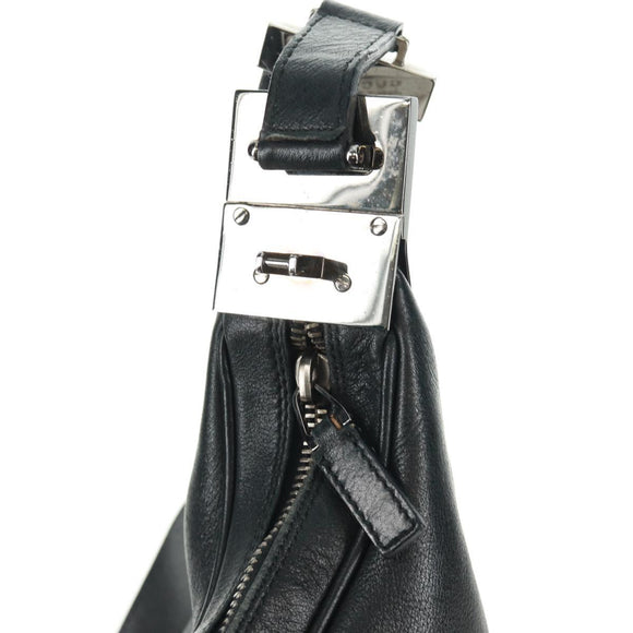 GUCCI Shoulder Bag Leather Black Silver 008 3841 Auth 165228V