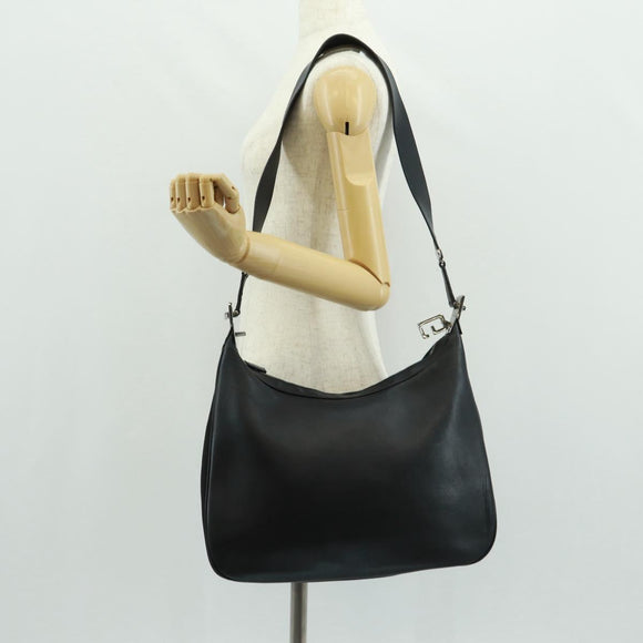 GUCCI Shoulder Bag Leather Black Silver 008 3841 Auth 165228V