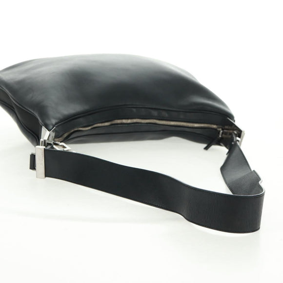 GUCCI Shoulder Bag Leather Black Silver 008 3841 Auth 165228V