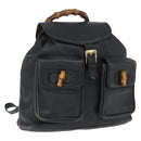 GUCCI Bamboo Backpack Leather Black Gold 003 2058 0016 Auth 165229-1