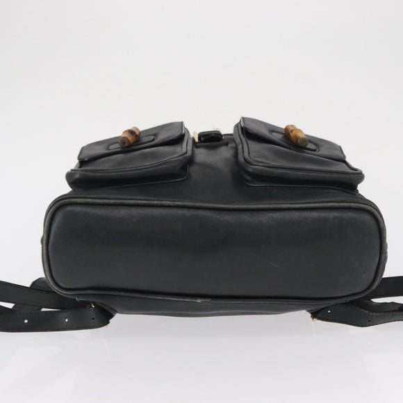 GUCCI Bamboo Backpack Leather Black Gold 003 2058 0016 Auth 165229