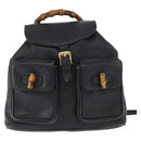 GUCCI Bamboo Backpack Leather Black Gold 003 2058 0016 Auth 165229-13