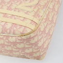 Christian Dior Trotter Canvas Schoudertas PVC Roze Zilver Auth 165231-9