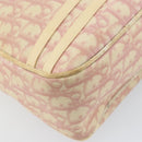 Christian Dior Trotter Canvas Schoudertas PVC Roze Zilver Auth 165231-14