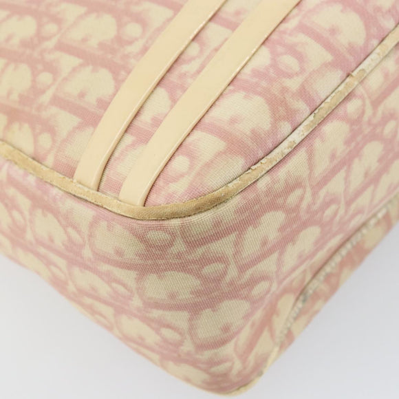 Christian Dior Trotter Canvas Schoudertas PVC Roze Zilver Auth 165231