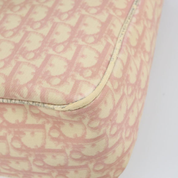 Christian Dior Trotter Canvas Shoulder Bag PVC Pink Silver Auth 165231