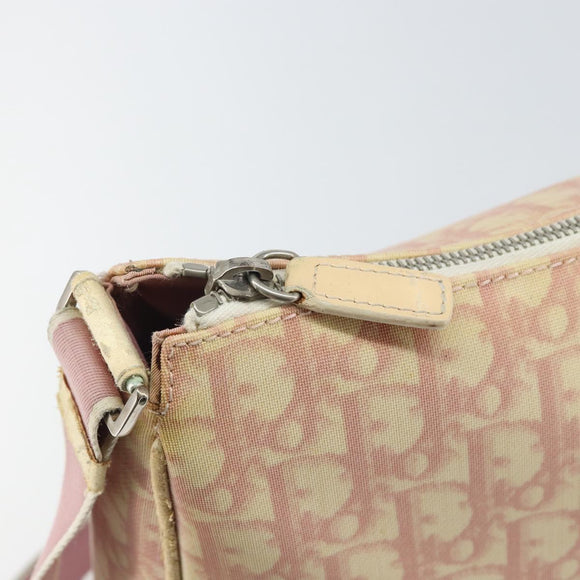 Christian Dior Trotter Canvas Shoulder Bag PVC Pink Silver Auth 165231