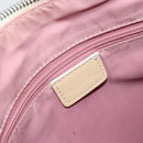 Christian Dior Trotter Canvas Schoudertas PVC Roze Zilver Auth 165231-17