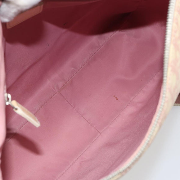 Christian Dior Trotter Canvas Schoudertas PVC Roze Zilver Auth 165231