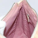 Christian Dior Trotter Canvas Schoudertas PVC Roze Zilver Auth 165231-19
