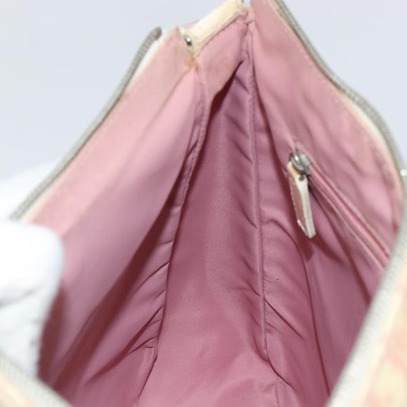 Christian Dior Trotter Canvas Schoudertas PVC Roze Zilver Auth 165231