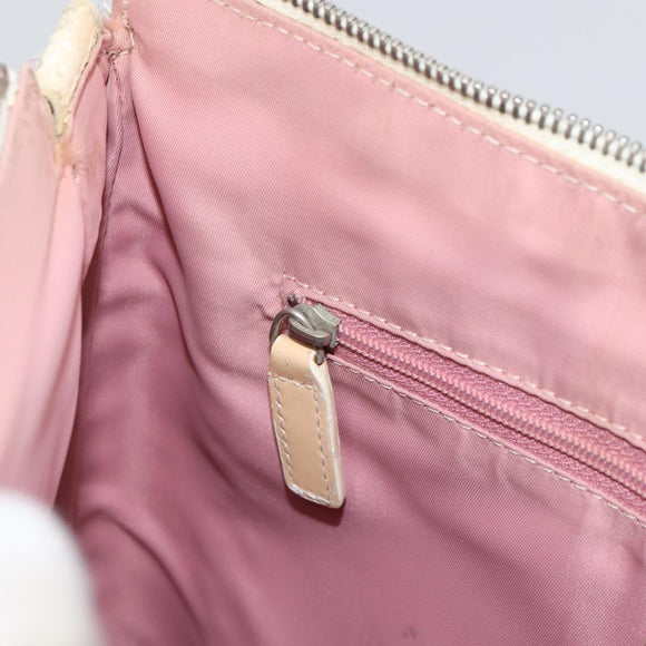 Christian Dior Trotter Canvas Schoudertas PVC Roze Zilver Auth 165231