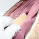 Christian Dior Trotter Canvas Schoudertas PVC Roze Zilver Auth 165231-12