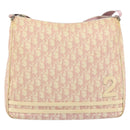 Christian Dior Trotter Canvas Schoudertas PVC Roze Zilver Auth 165231-13