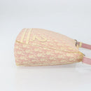 Christian Dior Trotter Canvas Schoudertas PVC Roze Zilver Auth 165231-3
