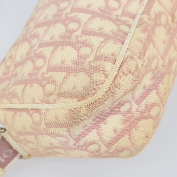 Christian Dior Trotter Canvas Shoulder Bag PVC Pink Silver Auth 165233