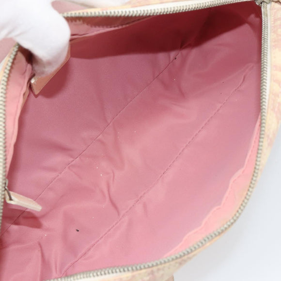 Christian Dior Trotter Canvas Shoulder Bag PVC Pink Silver Auth 165233