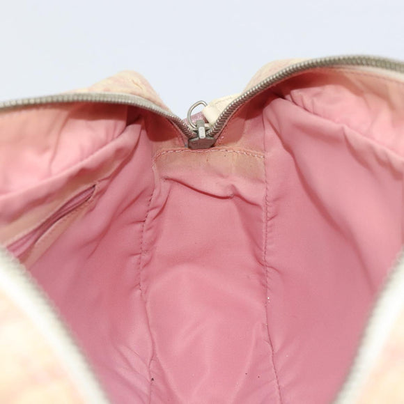 Christian Dior Trotter Canvas Shoulder Bag PVC Pink Silver Auth 165233
