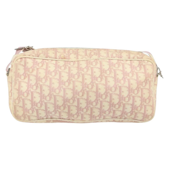 Christian Dior Trotter Canvas Shoulder Bag PVC Pink Silver Auth 165233