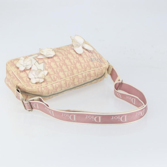 Christian Dior Trotter Canvas Shoulder Bag PVC Pink Silver Auth 165233