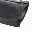 CHANEL Matelasse Shoulder Bag Lamb Skin Black Gold CC Auth 165240-10