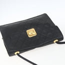 CHANEL Matelasse Shoulder Bag Lamb Skin Black Gold CC Auth 165240-6