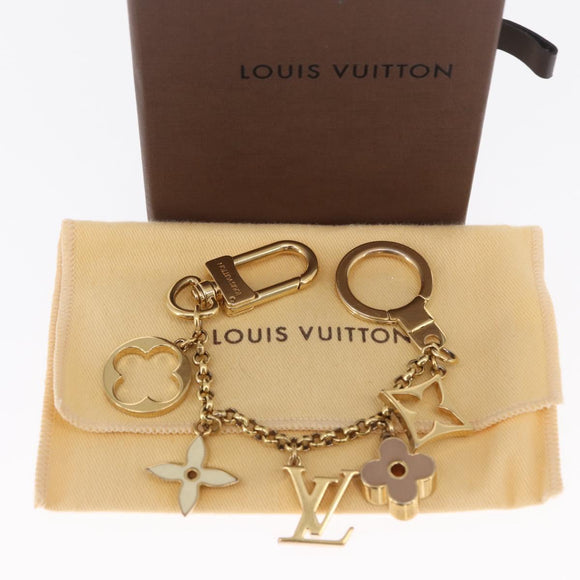 LOUIS VUITTON Bag Charm Chain Fleur de Monogram metal Gold M01413 Auth 165241V