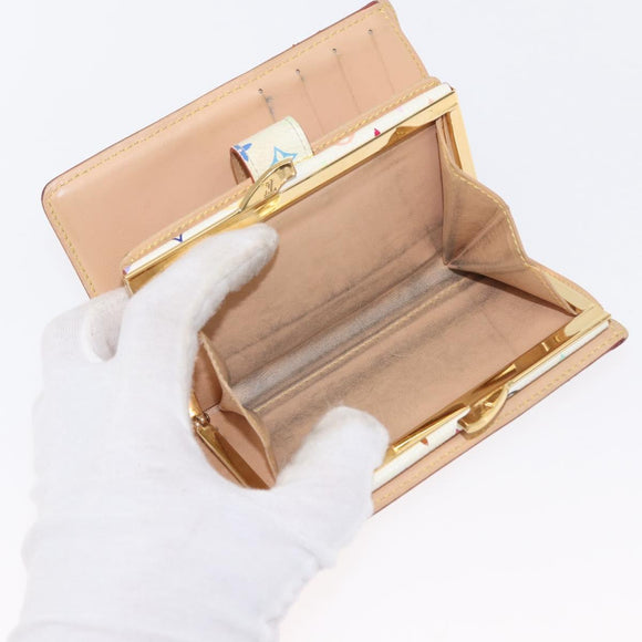LOUIS VUITTON Multicolor Porte MonnaieViennois Wallet White M92987 Auth 165244