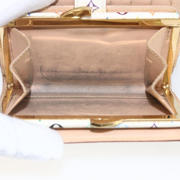 LOUIS VUITTON Multicolor Porte MonnaieViennois Wallet White M92987 Auth 165245