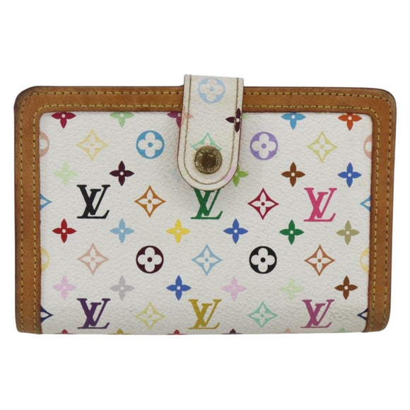 LOUIS VUITTON Multicolor Porte MonnaieViennois Wallet White M92987 Auth 165245