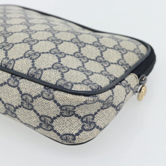 GUCCI GG Supreme Shoulder Bag PVC Navy Gold 97 02 068 Auth 165251
