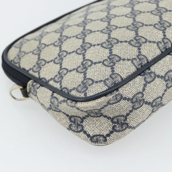 GUCCI GG Supreme Shoulder Bag PVC Navy Gold 97 02 068 Auth 165251