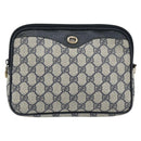 GUCCI GG Supreme Shoulder Bag PVC Navy Gold 97 02 068 Auth 165251-2