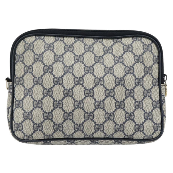 GUCCI GG Supreme Shoulder Bag PVC Navy Gold 97 02 068 Auth 165251