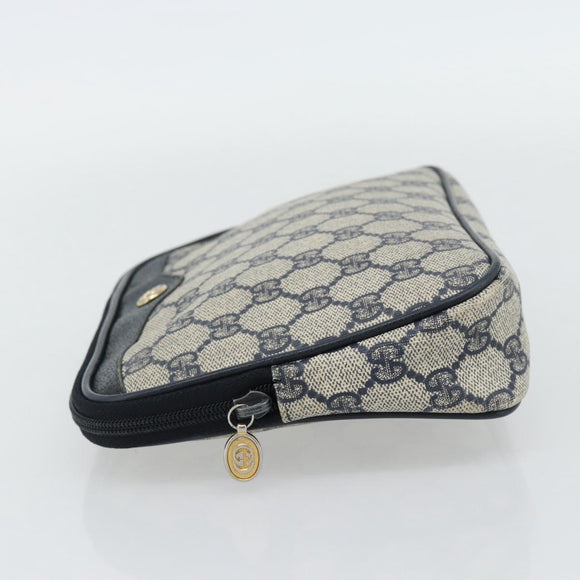 GUCCI GG Supreme Shoulder Bag PVC Navy Gold 97 02 068 Auth 165251