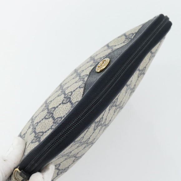 GUCCI GG Supreme Shoulder Bag PVC Navy Gold 97 02 068 Auth 165251