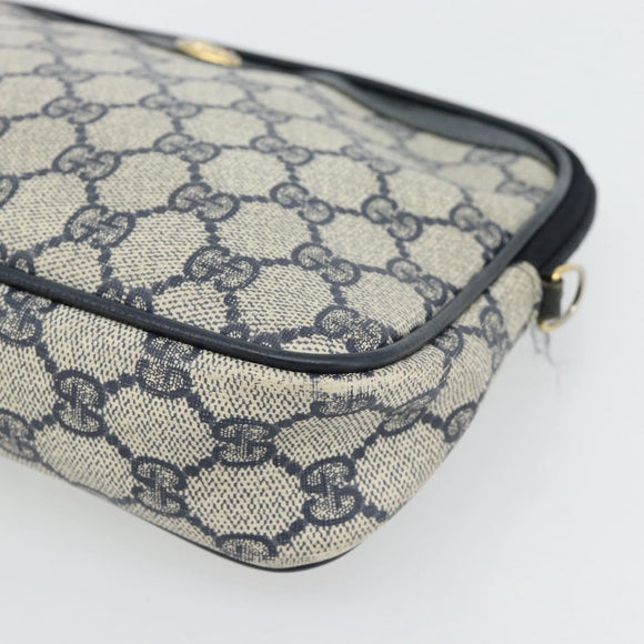 GUCCI GG Supreme Shoulder Bag PVC Navy Gold 97 02 068 Auth 165251