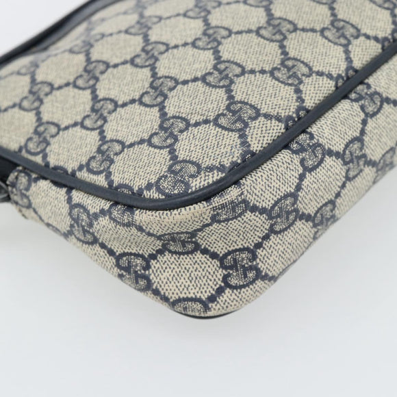 GUCCI GG Supreme Shoulder Bag PVC Navy Gold 97 02 068 Auth 165251