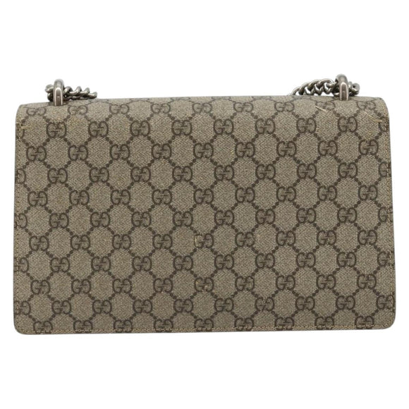 GUCCI GG Supreme Dionysus Chain Shoulder Bag PVC Beige Silver 400249 Auth 165253