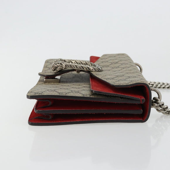 GUCCI GG Supreme Dionysus Chain Shoulder Bag PVC Beige Silver 400249 Auth 165253