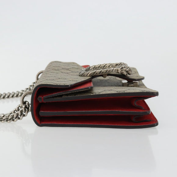 GUCCI GG Supreme Dionysus Chain Shoulder Bag PVC Beige Silver 400249 Auth 165253